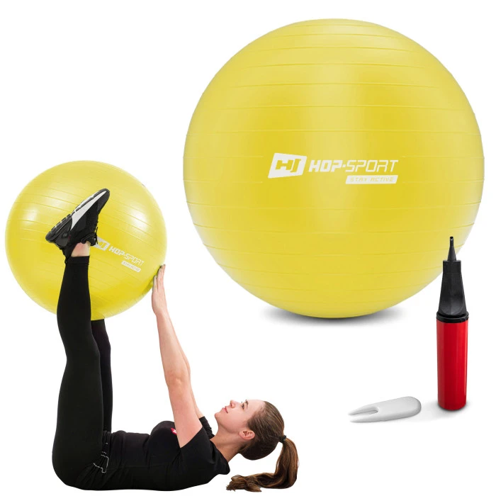 Фитбол Hop-Sport 55см желтый + насос 2020