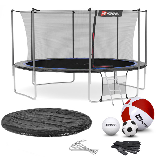 Батут Hop-Sport 14ft (427см) черно-синий с внутренней сеткой