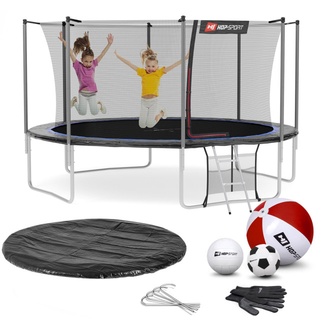 Батут Hop-Sport 14ft (427см) черно-синий с внутренней сеткой