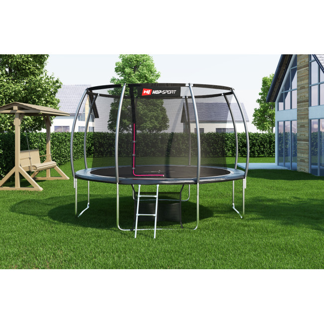 Батут Hop-Sport Premium 12ft (366см) чорно-сірий з внутрішньою сіткою
