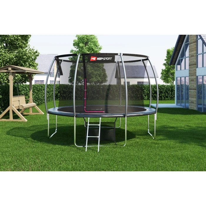 Батут Hop-Sport Premium 12ft (366см) чорно-сірий з внутрішньою сіткою