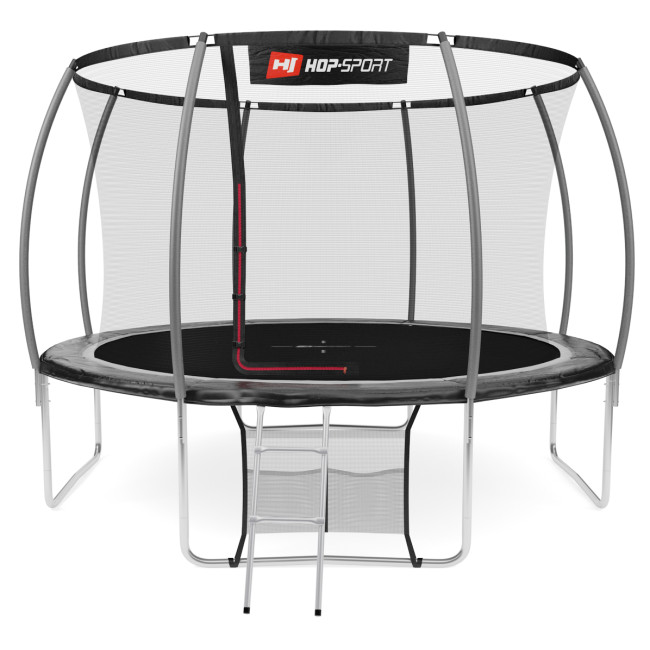 Батут Hop-Sport Premium 12ft (366см) чорно-сірий з внутрішньою сіткою