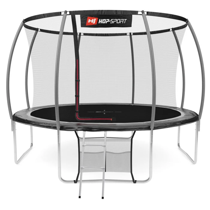 Батут Hop-Sport Premium 12ft (366см) чорно-сірий з внутрішньою сіткою