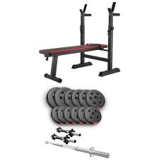 Набір Hop-Sport Premium 38кг з лавою HS-1080, штангою та гантелями
