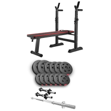 Набір Hop-Sport Premium 38кг з лавою HS-1080, штангою та гантелями