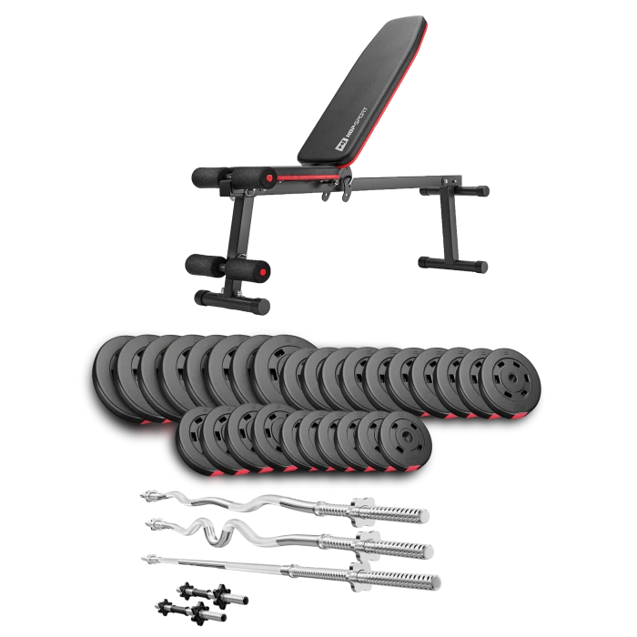 Набір Hop-Sport Premium 173кг з лавою HS-1010 Pro, штангами та гантелями