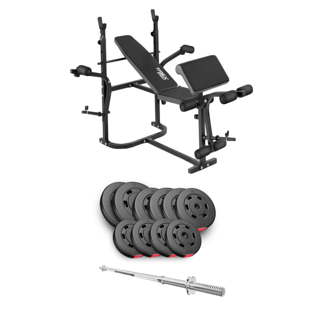 Набор Hop-Sport Premium 59кг со скамьей TX-020 и штангой