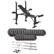 Набір Hop-Sport Premium 173кг з лавою TX-055, штангами та гантелями