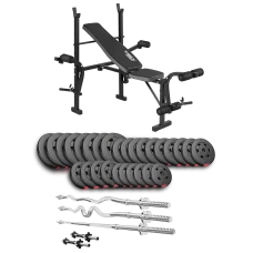 Набор Hop-Sport Premium 173кг со скамьей TX-055, штангами и гантелями.
