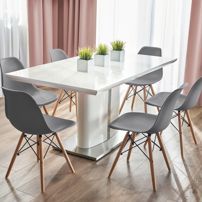 Стул Eva Jumi в скандинавском стиле с деревянными ножками серый