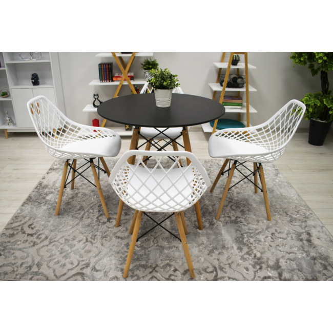 Стілець Leobert Sakai з дерев'яними ніжками ажурна спинка білий