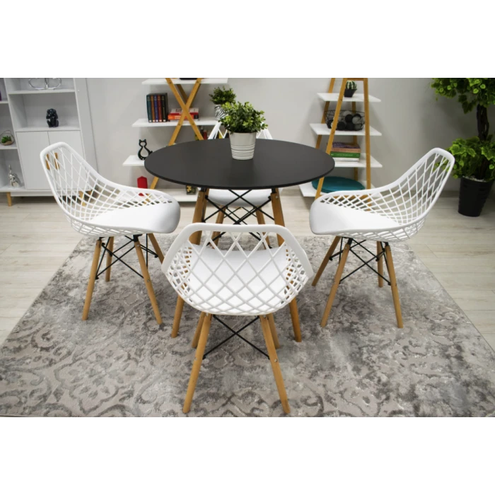 Стілець Leobert Sakai з дерев'яними ніжками ажурна спинка білий