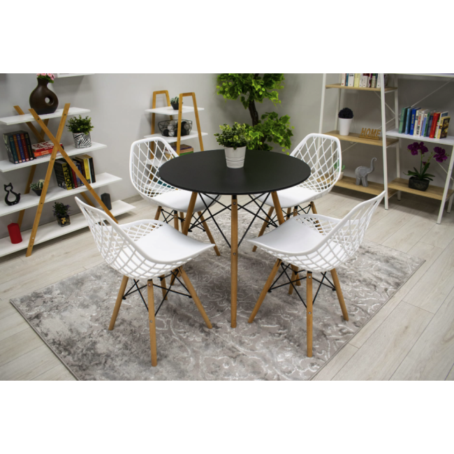 Стілець Leobert Sakai з дерев'яними ніжками ажурна спинка білий