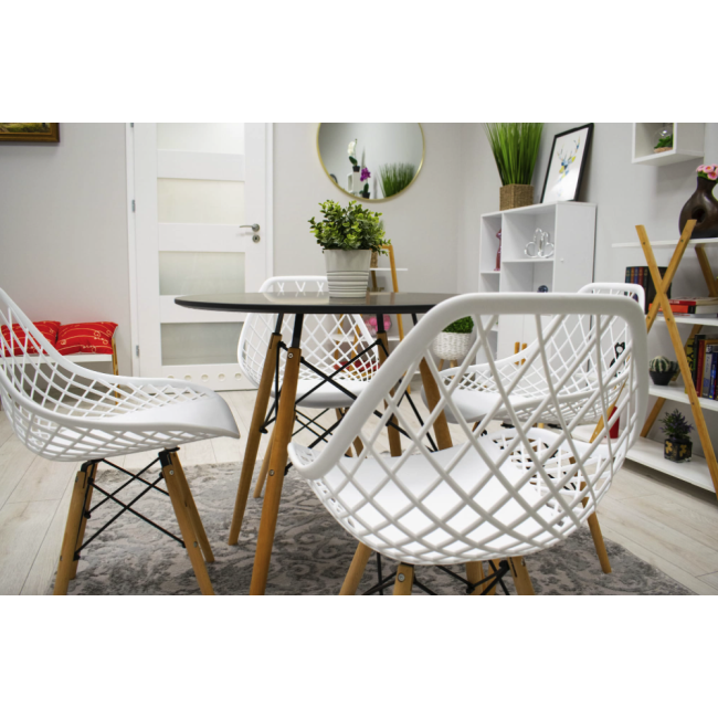 Стілець Leobert Sakai з дерев'яними ніжками ажурна спинка білий
