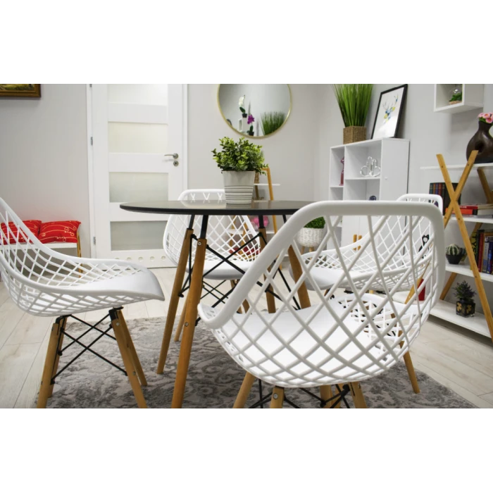 Стілець Leobert Sakai з дерев'яними ніжками ажурна спинка білий