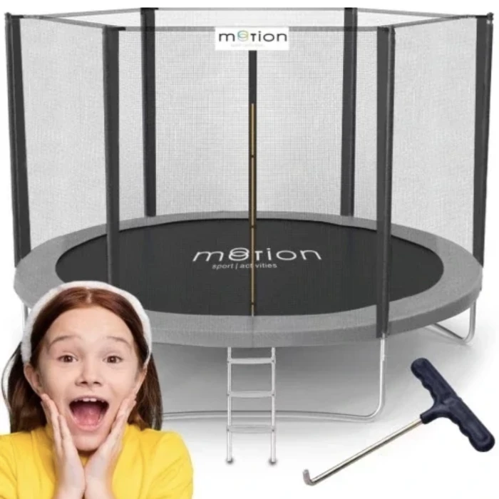 Батут Jumi Motion Sport Line 10ft (305см) з зовнішньою сіткою сірий