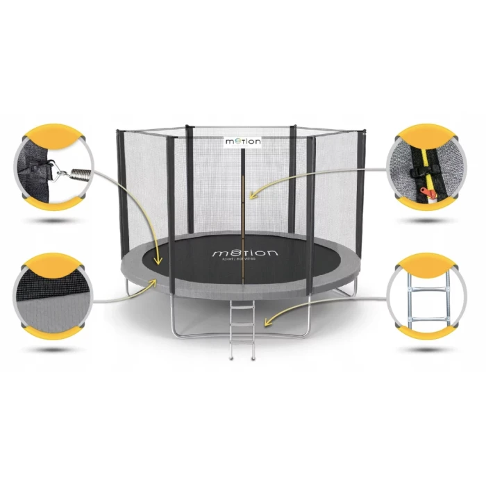 Батут Jumi Motion Sport Line 10ft (305см) з зовнішньою сіткою сірий