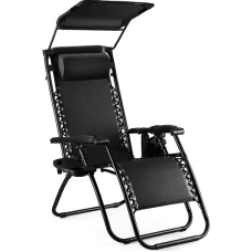 Шезлонг лежак Outtec Zero Graviti Sun раскладной с черной крышей