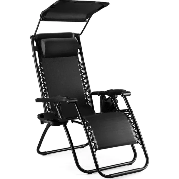 Шезлонг лежак Outtec Zero Graviti Sun раскладной с черной крышей