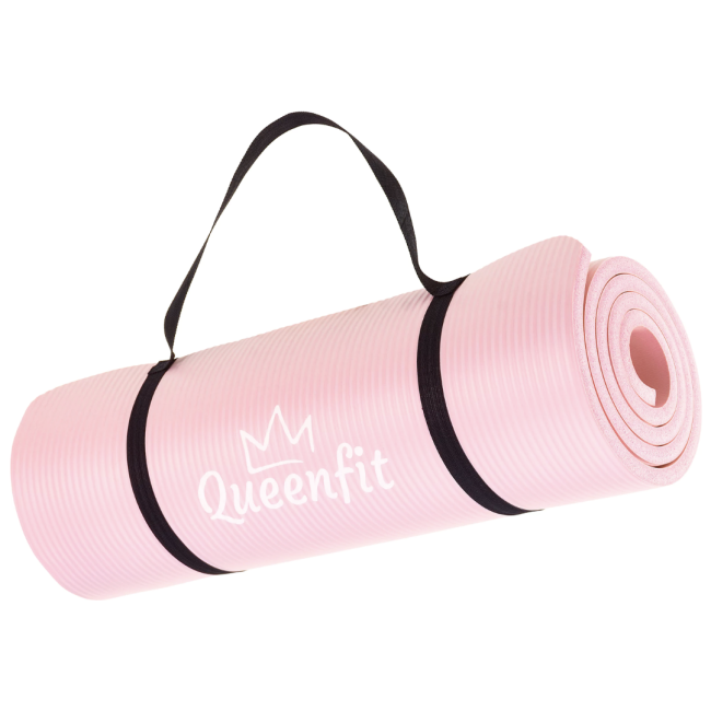 Коврик (мат) для фитнеса Queenfit NBR 1,5см розовый