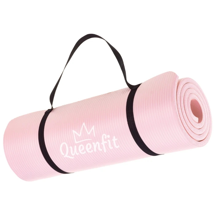 Коврик (мат) для фитнеса Queenfit NBR 1,5см розовый