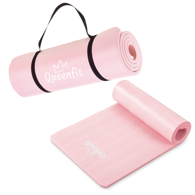 Коврик (мат) для фитнеса Queenfit NBR 1,5см розовый