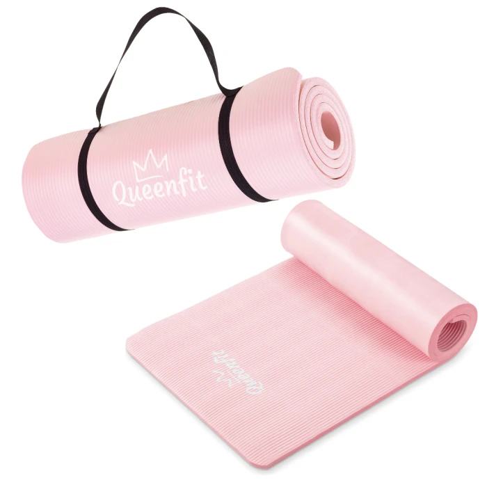 Коврик (мат) для фитнеса Queenfit NBR 1,5см розовый