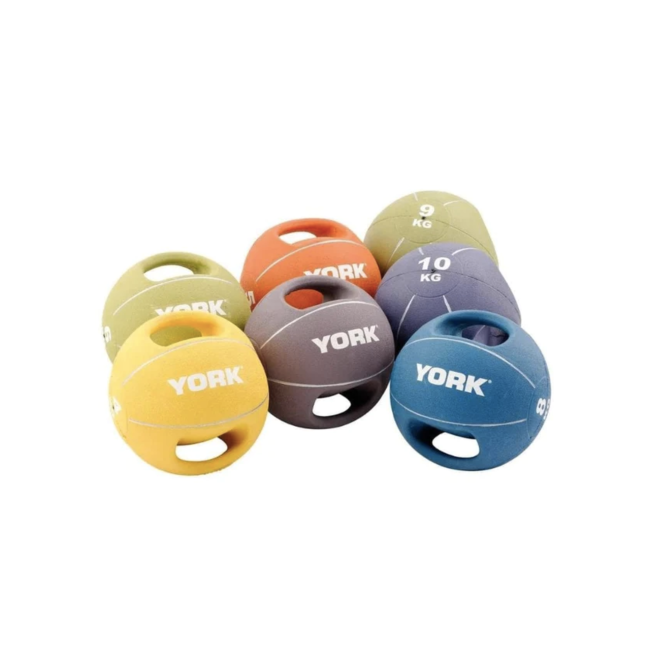 М'яч медбол 9кг York Fitness із двома ручками зелений