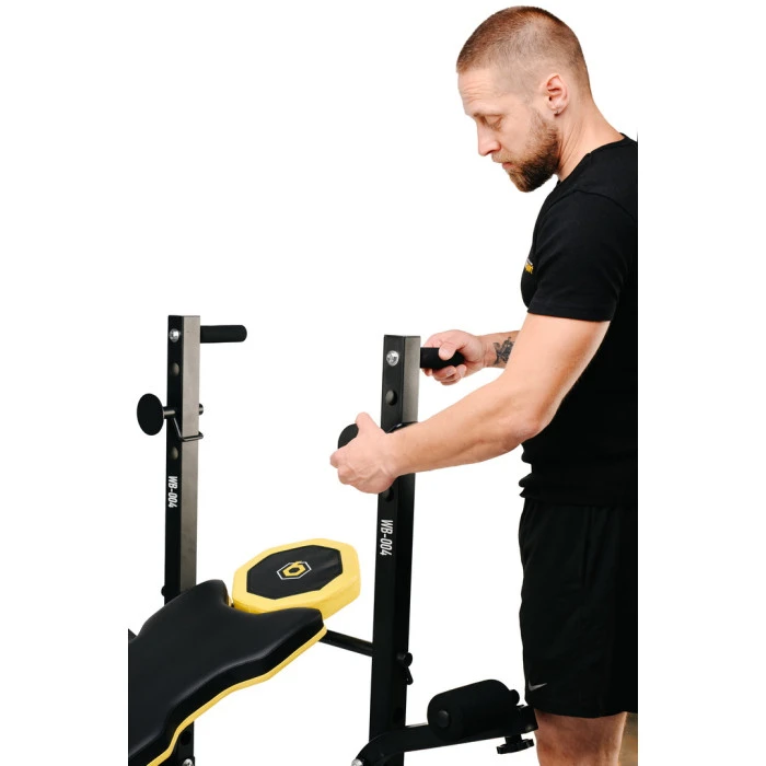 Лавка тренувальна Besport WB-004 для жиму зі стійкою під штангу та партою Скотта