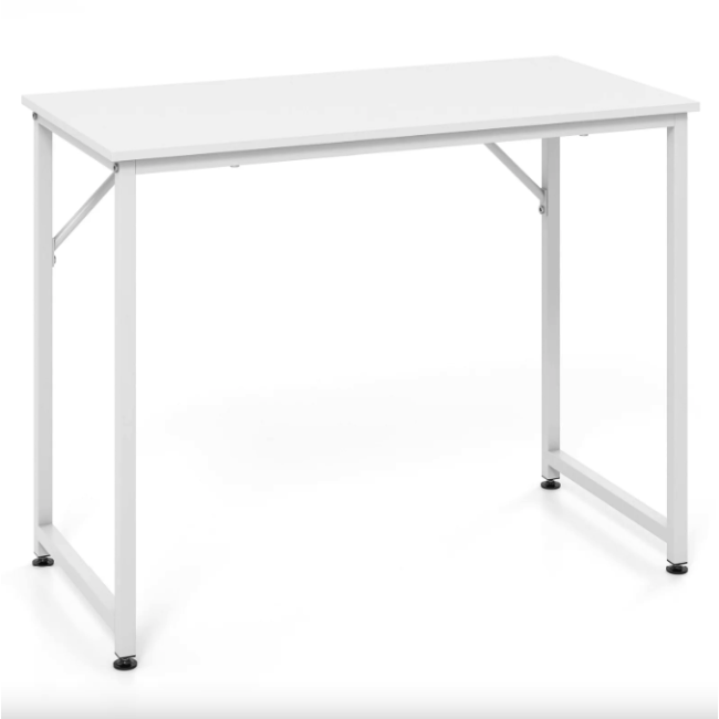 Компьютерный стол Costway Helena с металлическим каркасом белый.