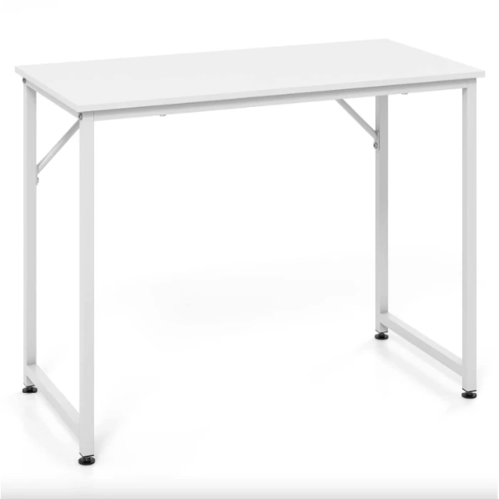 Компьютерный стол Costway Helena с металлическим каркасом белый.