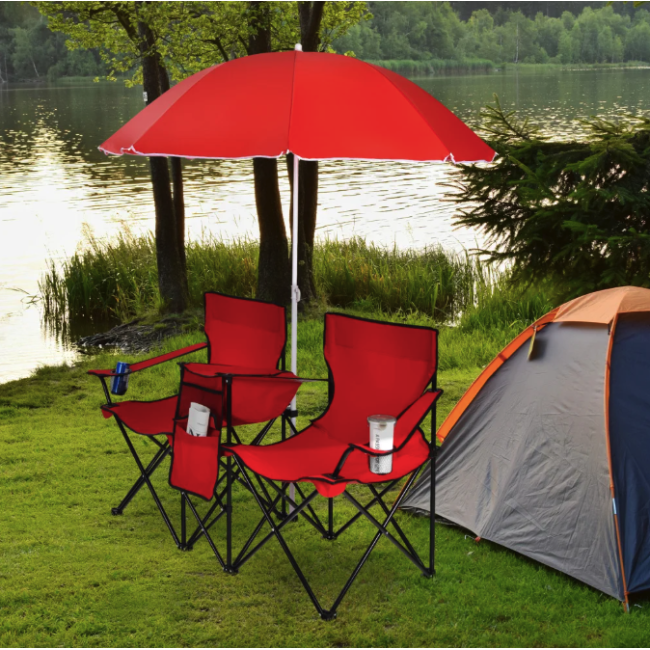 Комплект раскладных стульев Costway Parma с зонтиком красный