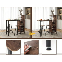 Барный стол со стульями Costway Bistro с держателем винных бокалов темно-коричневый