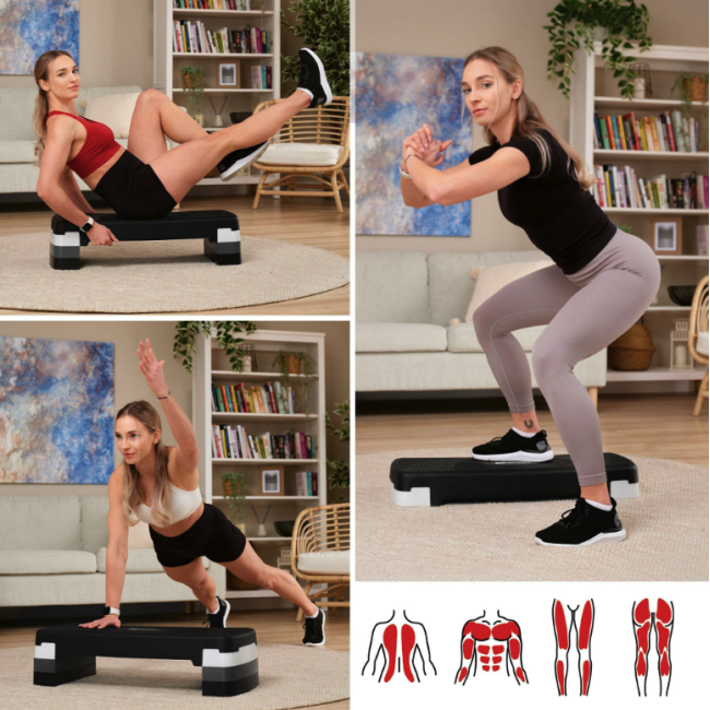 Степ платформа Hop-Sport HS-PP033AS черно-белая