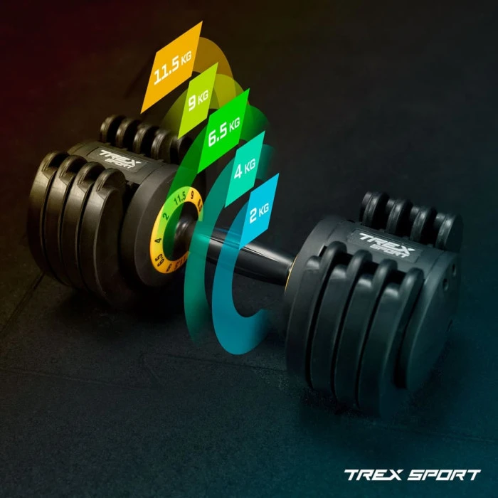 Гантель розбірна регульована Trex Sport 2-11,5кг чорний