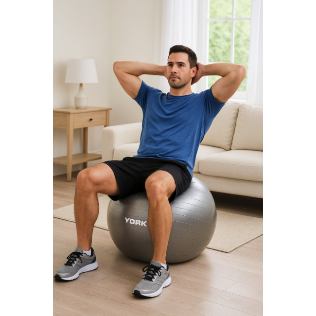 Фітбол York Fitness 75см сірий + насос