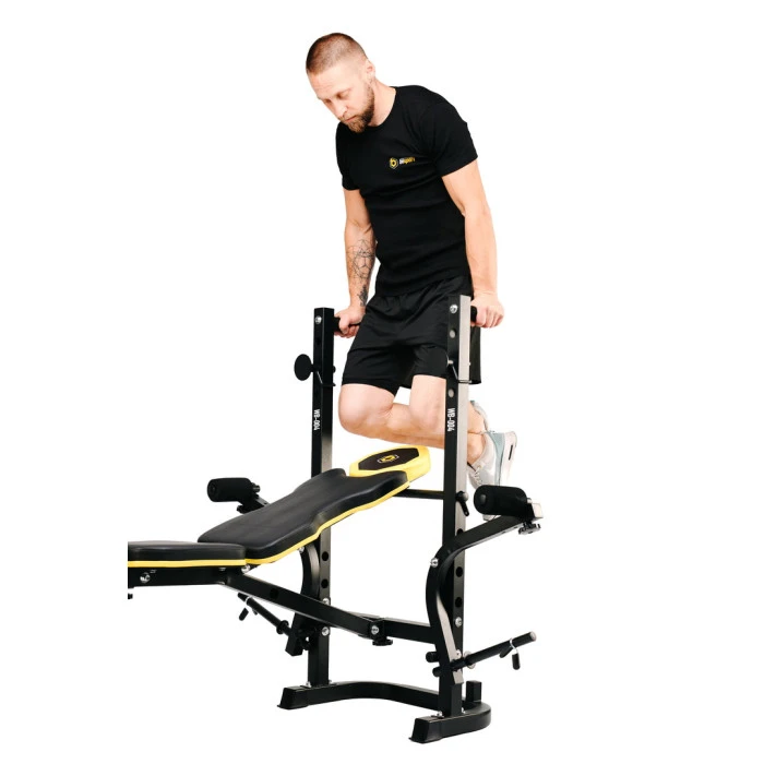 Лавка тренувальна Besport WB-004 для жиму зі стійкою під штангу та партою Скотта
