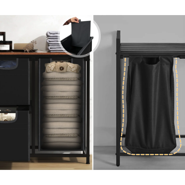 Корзина для белья Costway Nordi 58 л в стиле Loft черный