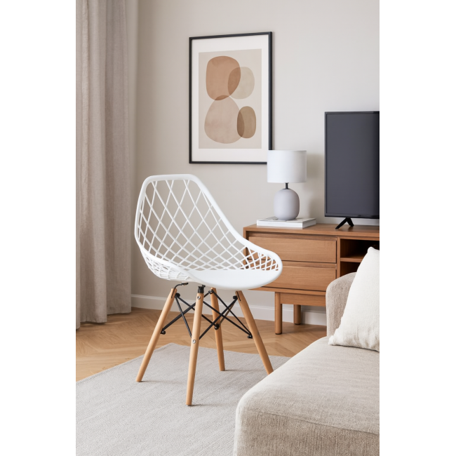 Стілець Leobert Sakai з дерев'яними ніжками ажурна спинка білий