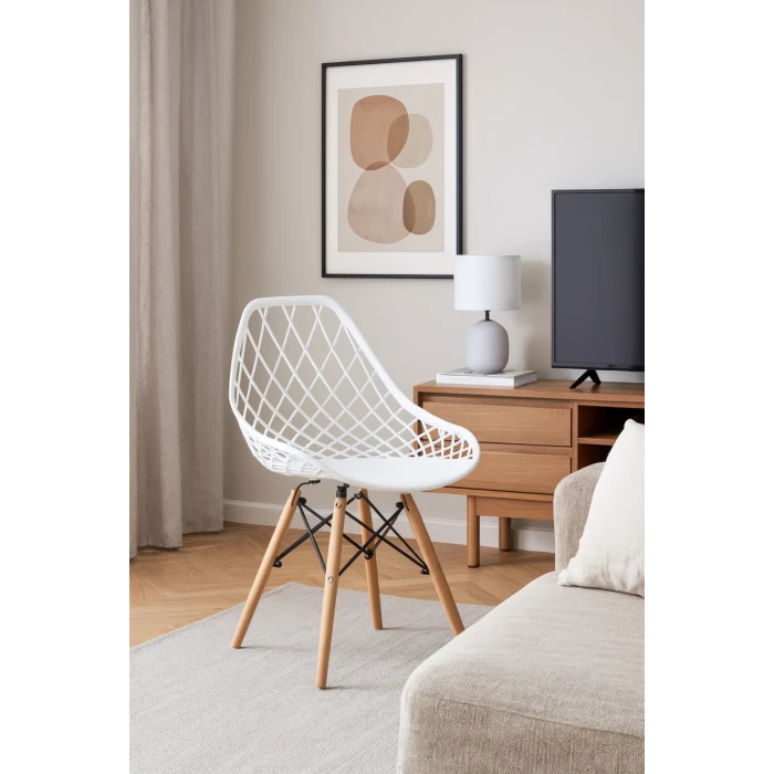 Стілець Leobert Sakai з дерев'яними ніжками ажурна спинка білий