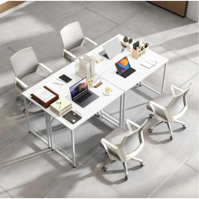 Компьютерный стол Costway Helena с металлическим каркасом белый.