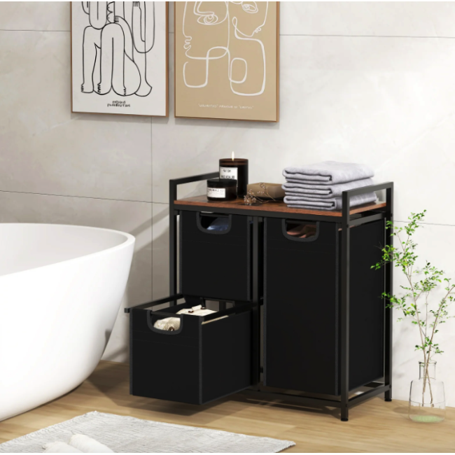 Корзина для белья Costway Nordi 58 л в стиле Loft черный