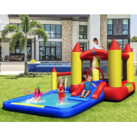 Надувний водний центр Costway Happyland з гіркою 400см з вентилятором