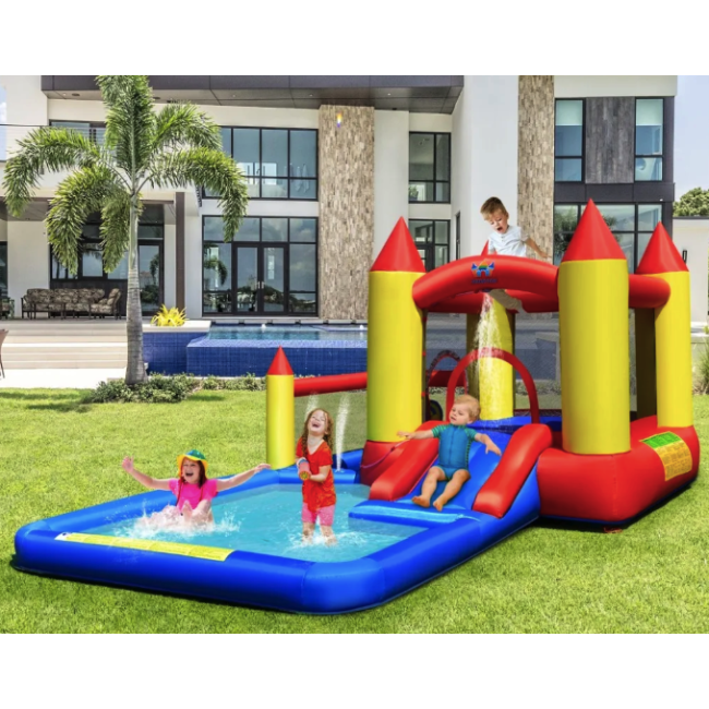 Надувний водний центр Costway Happyland з гіркою 400см з вентилятором