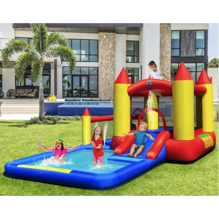 Надувний водний центр Costway Happyland з гіркою 400см з вентилятором