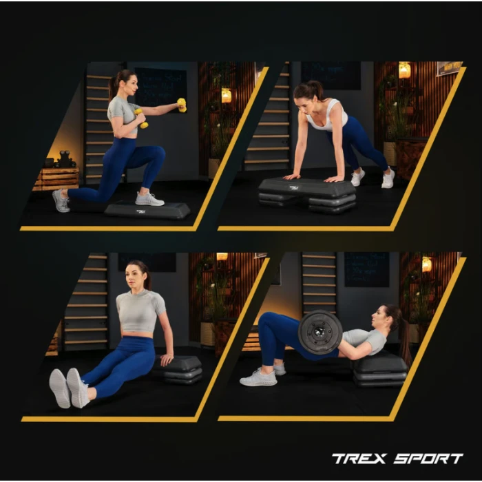 Степ платформа Trex Sport TX-038PAS к аэробике 3-уровневая черная