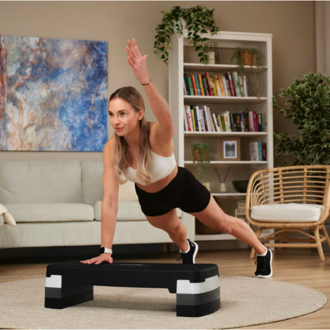 Степ платформа Hop-Sport HS-PP033AS черно-белая