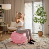 Фітбол масажний Hop-Sport 65см рожевий + насос