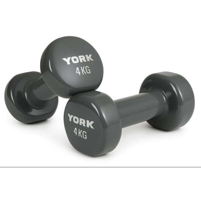 Гантелі для фітнесу вінілові круглі York Fitness 2х4кг сірий