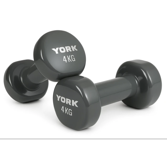Гантелі для фітнесу вінілові круглі York Fitness 2х4кг сірий